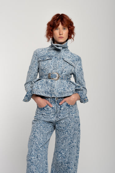 LIGHT BLUE BROCADE DENIM JACKET MARQUES ALMEIDA