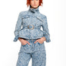 LIGHT BLUE FITTED JACKET WITH EMBELLISHMENT BELT marques almeida