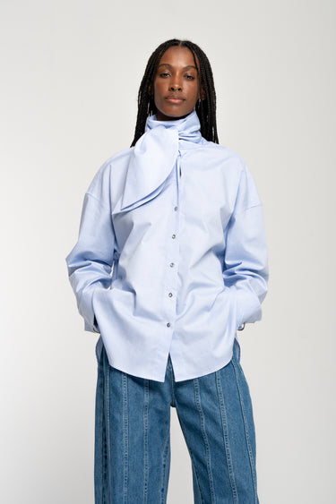 LIGHT BLUE LOOSE FIT TIE SHIRT marques almeida