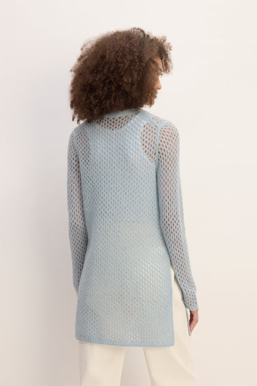 LIGHT BLUE MESH KNIT LONG JUMPER marques almeida everlane