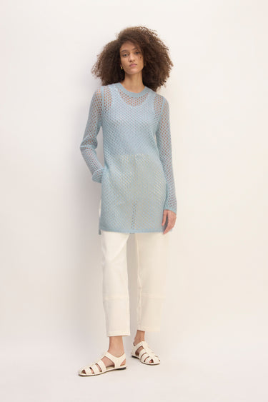 LIGHT BLUE MESH KNIT LONG JUMPER marques almeida everlane