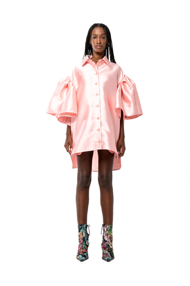 LIGHT PINK MIKADO OVERSIZED SHIRT WITH PLEATED SLEEVES marques almeida