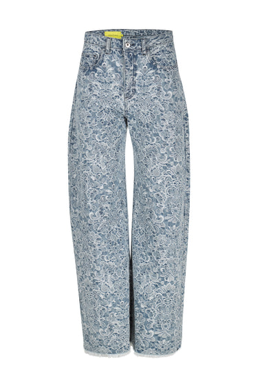 LIGHT BLUE BROCADE DENIM BOYFRIEND TROUSERS marques almeida