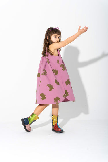 LILAC AND GREEN BUNNY PRINT STRAPPY DRESS ma kids