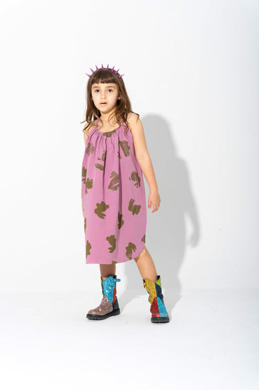 LILAC AND GREEN BUNNY PRINT STRAPPY DRESS ma kids