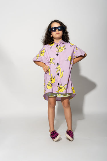 LILAC HANDS PRINT OVERSIZED SHIRT MAKIDS