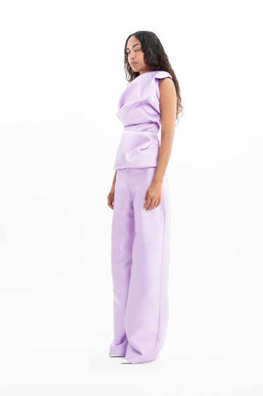 LILAC HEAVY SATIN BOYFRIEND TROUSERS marques almeida