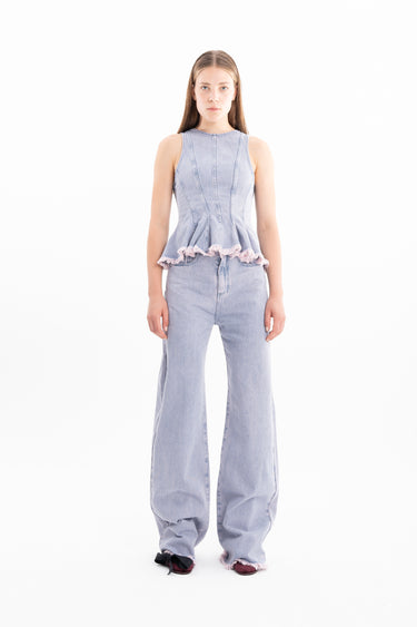 LILAC OVERDYE DENIM TANK TOP WITH SEAMS marques almeida