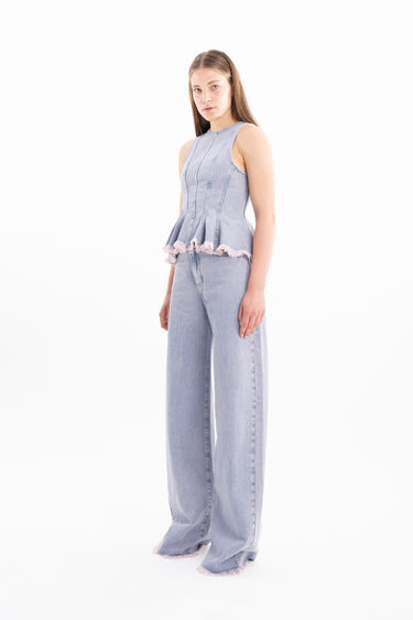 LILAC OVERDYE DENIM TANK TOP WITH SEAMS marques almeida