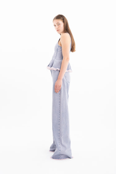 LILAC OVERDYE DENIM TANK TOP WITH SEAMS marques almeida