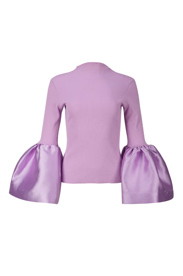 LILAC RIB JERSEY TURTLENECK PUFF SLEEVE TOP marques almeida