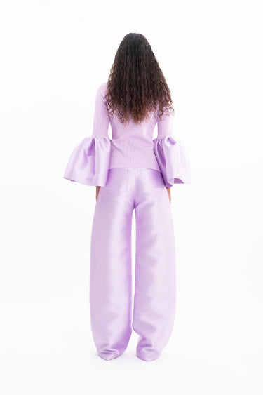 LILAC RIB JERSEY TURTLENECK PUFF SLEEVE TOP marques almeida