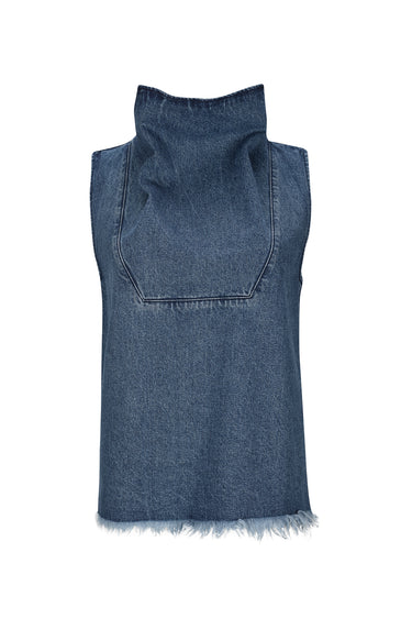 MID BLUE COWL NECK TOP marques almeida