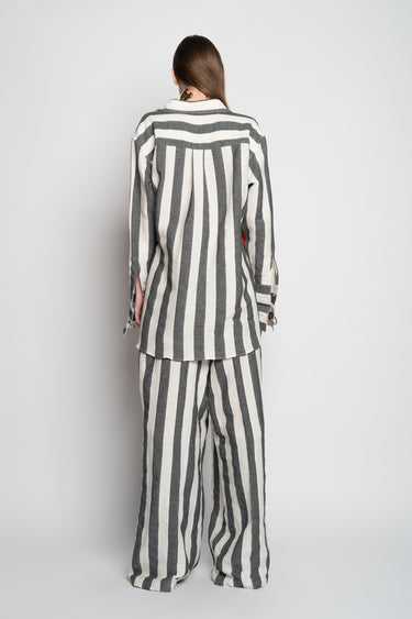 MIXED STRIPES LINEN WRAP SHIRT marques almeida