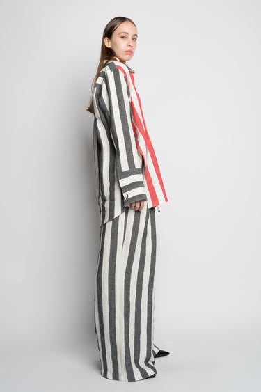 MIXED STRIPES LINEN WRAP SHIRT marques almeida