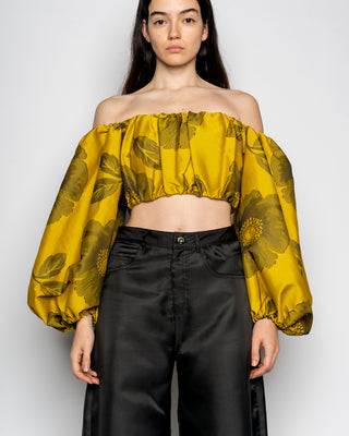 MUSTARD FLORAL OFF SHOULDER TOP MARQUES ALMEIDA