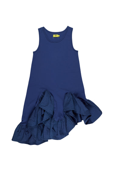 NAVY SLEEVELESS FLOUNCE DRESS ma kids