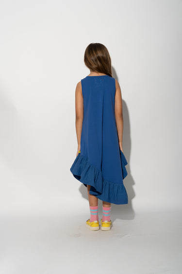 NAVY SLEEVELESS FLOUNCE DRESS makids