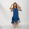 NAVY SLEEVELESS FLOUNCE DRESS makids