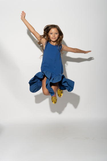 NAVY SLEEVELESS FLOUNCE DRESS makids