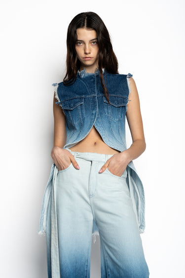 OMBRE DENIM BLUE PUSHED-BACK VEST marques almeida