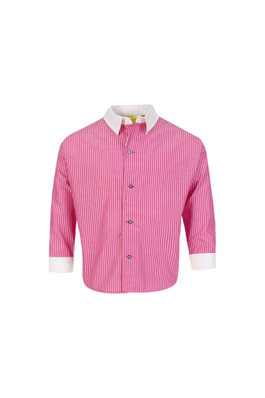 PINK AND WHITE STRIPED LOOSE SHIRT makids