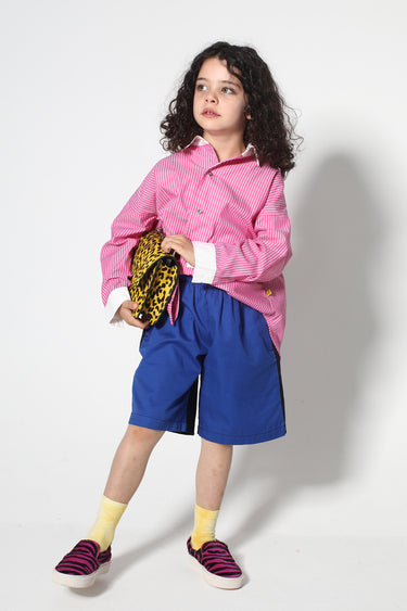 PINK AND WHITE STRIPED LOOSE SHIRT makids