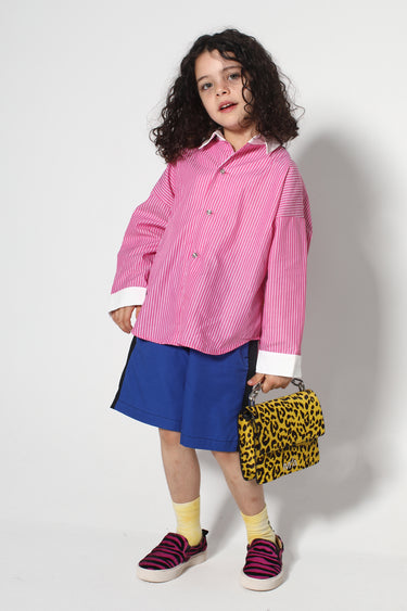 PINK AND WHITE STRIPED LOOSE SHIRT makids