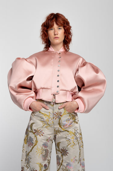 PINK BOMBER JACKET WITH PUFF SLEEVES marques almeida