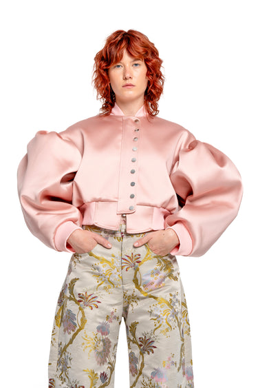 PINK BOMBER JACKET WITH PUFF SLEEVES marques almeida