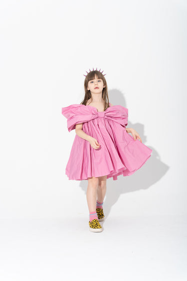 PINK BOW TAFFETA DRESS makids