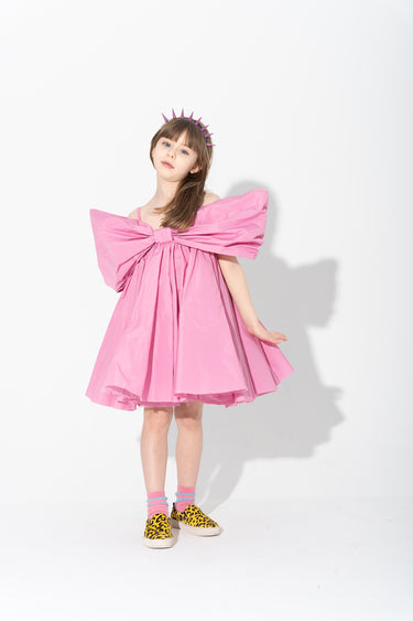 PINK BOW TAFFETA DRESS makids