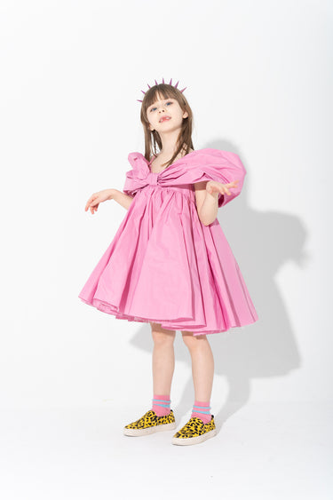 PINK BOW TAFFETA DRESS makids