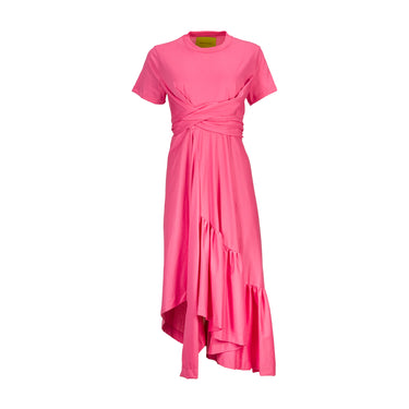 PINK CROSS WAIST DRAPE T-SHIRT DRESS marques almeida