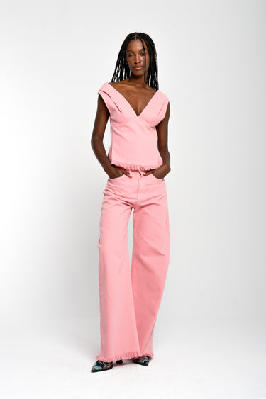 PINK DRILL BOYFRIEND TROUSERS marques almeida