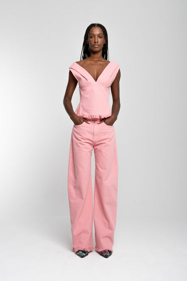 PINK DRILL BOYFRIEND TROUSERS marques almeida