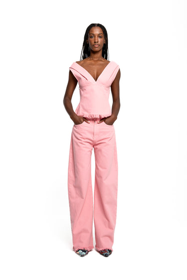 PINK DRILL FITTED OFF SHOULDER TOP marques almeida