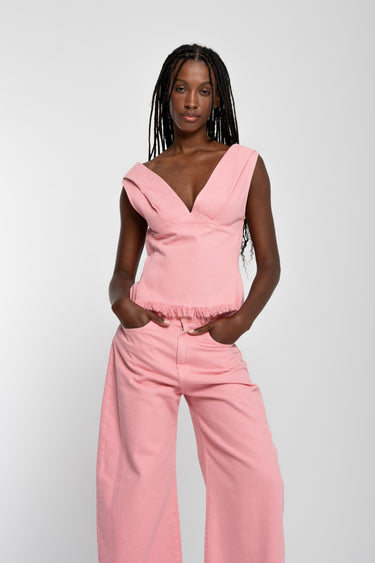 PINK DRILL FITTED OFF SHOULDER TOP marques almeida