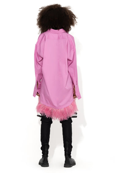 PINK FEATHER HEM SHIRT DRESS marques almeida