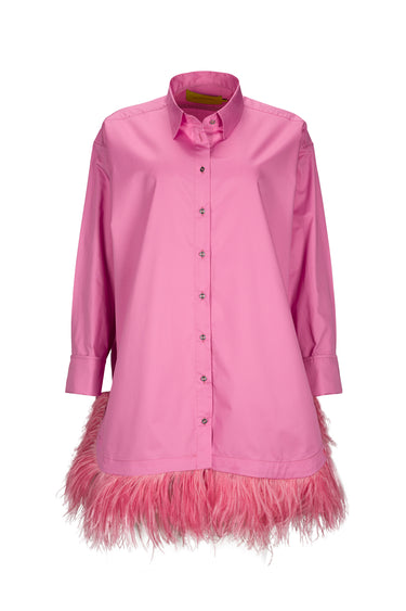 PINK FEATHER HEM SHIRT DRESS marques almeida