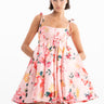 PINK FLORAL MINI BABYDOLL DRESS WITH KNOT STRAPS marques almeida