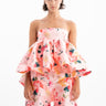 PINK FLORAL STRAPLESS PEPLUM KNOT BACK TOP marques almeida