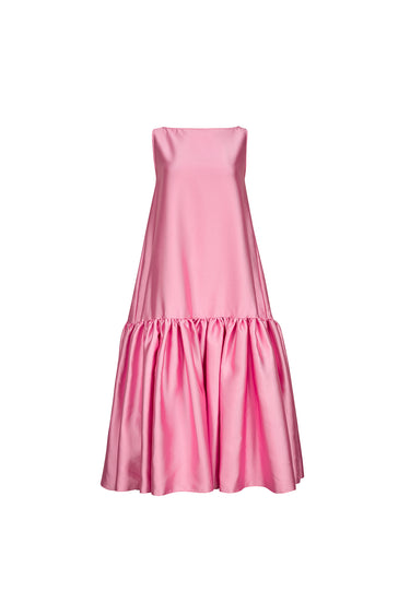 PINK MIDI SLEEVELESS PUFF HEM DRESS marques almeida