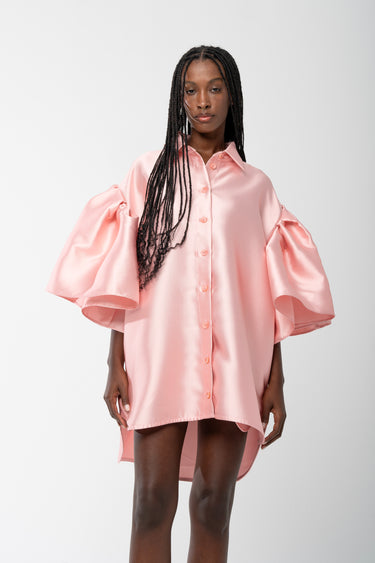 PINK MIKADO OVERSIZED SHIRT WITH PLEATED SLEEVES marques almeida