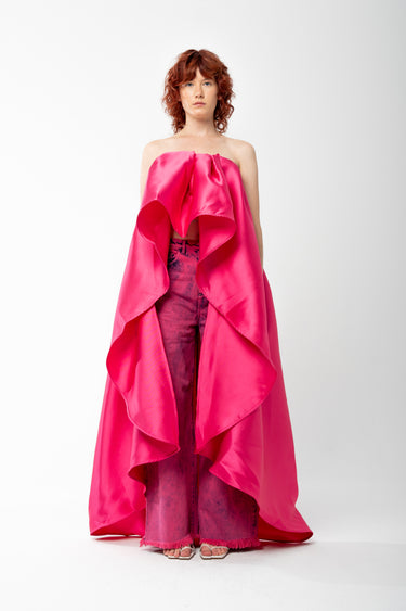 PINK PLEATED STRAPLESS TOP WITH LONG BACK marques almeida