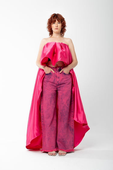 PINK PLEATED STRAPLESS TOP WITH LONG BACK marques almeida