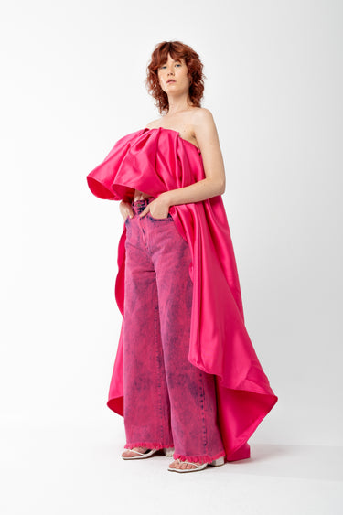 PINK PLEATED STRAPLESS TOP WITH LONG BACK marques almeida