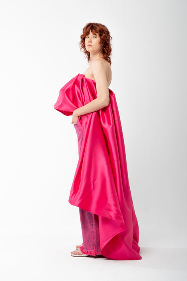 PINK PLEATED STRAPLESS TOP WITH LONG BACK marques almeida