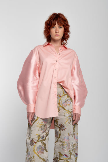 LIGHT PINK SHIRT WITH MIKADO BOMBER SLEEVES