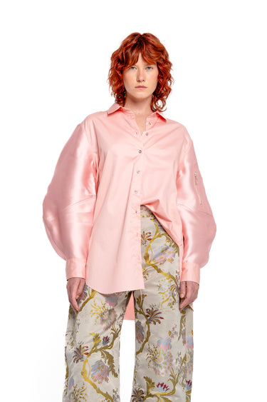 LIGHT PINK SHIRT WITH MIKADO BOMBER SLEEVES marques almeida